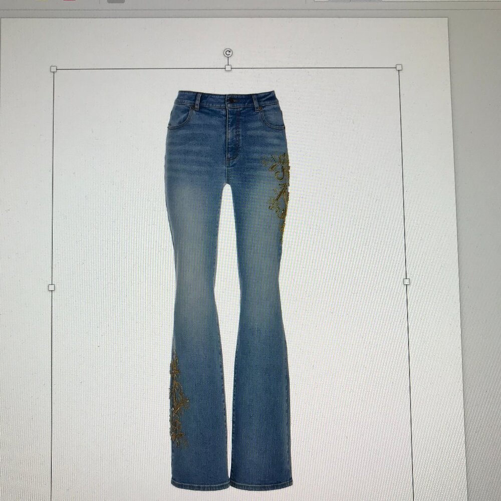 Boston Proper Monterey Precious Metals Embellished Bootcut Denim Jeans NWOT